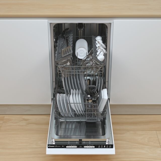 Máquina de Lavar Loiça Encastrável Candy Brava CDIH 2L1047 para 10 Talheres e de 45 cm - Painel Branco Preto-6