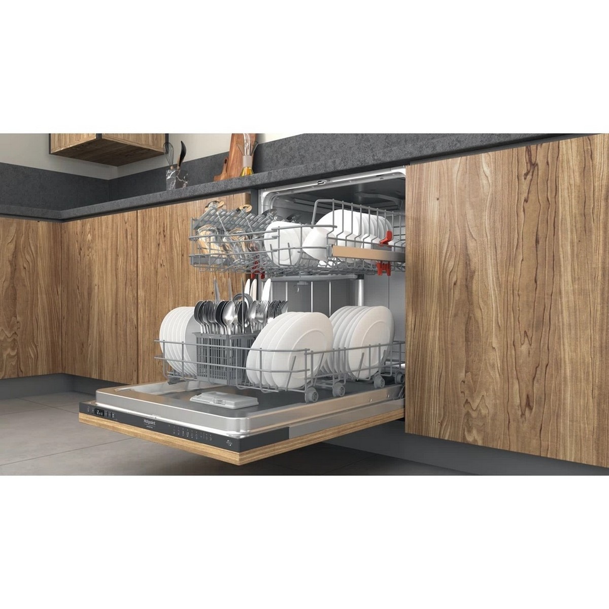 Máquina de Lavar Loiça Encastrável Hotpoint H2I HD526 A de 14 Conjuntos e 60 cm - Painel Preto Preto-2