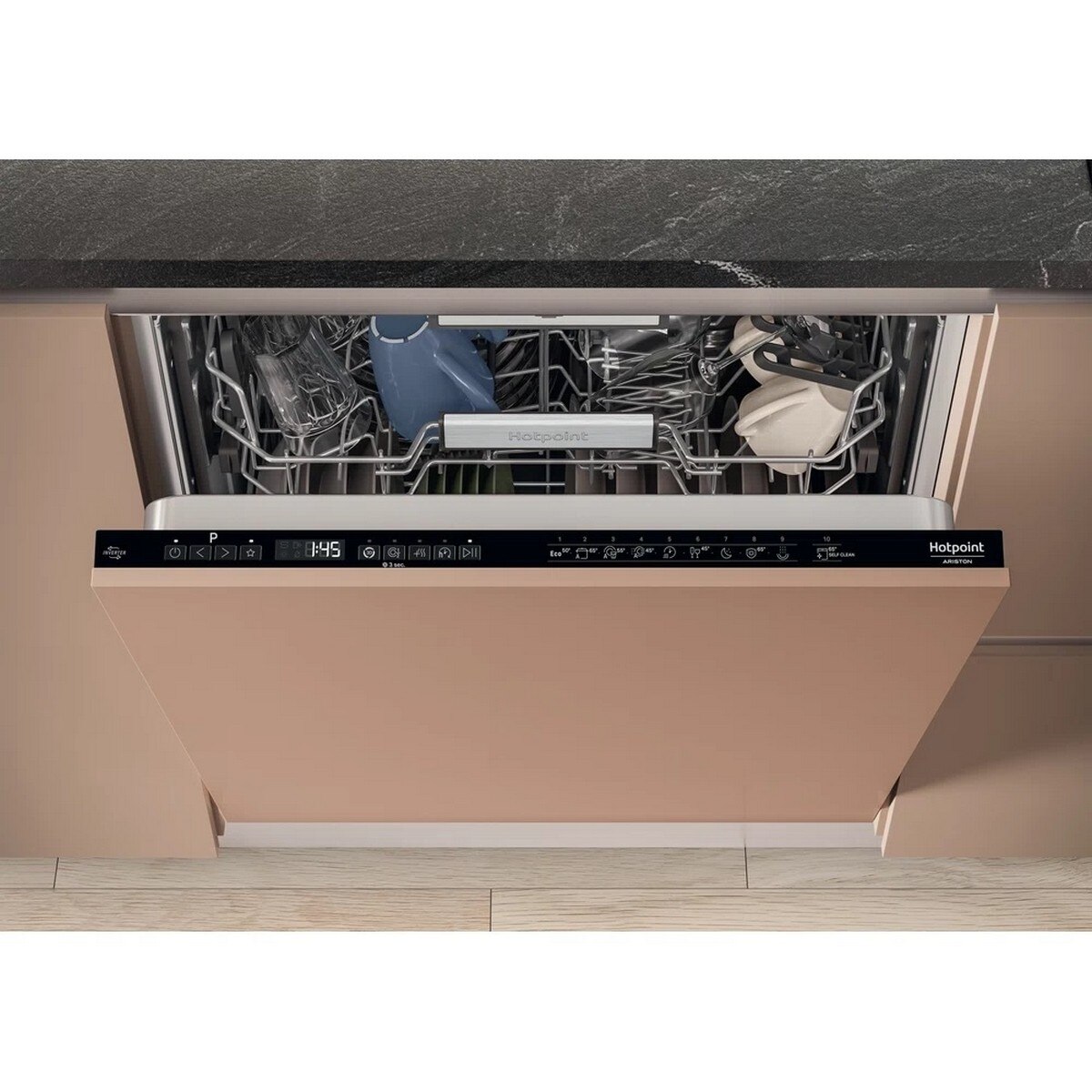Máquina de Lavar Loiça Encastrável Hotpoint H7I HP40 L 3º Cesto, de 15 Conjuntos e 60 cm - Painel Preto Preto-4
