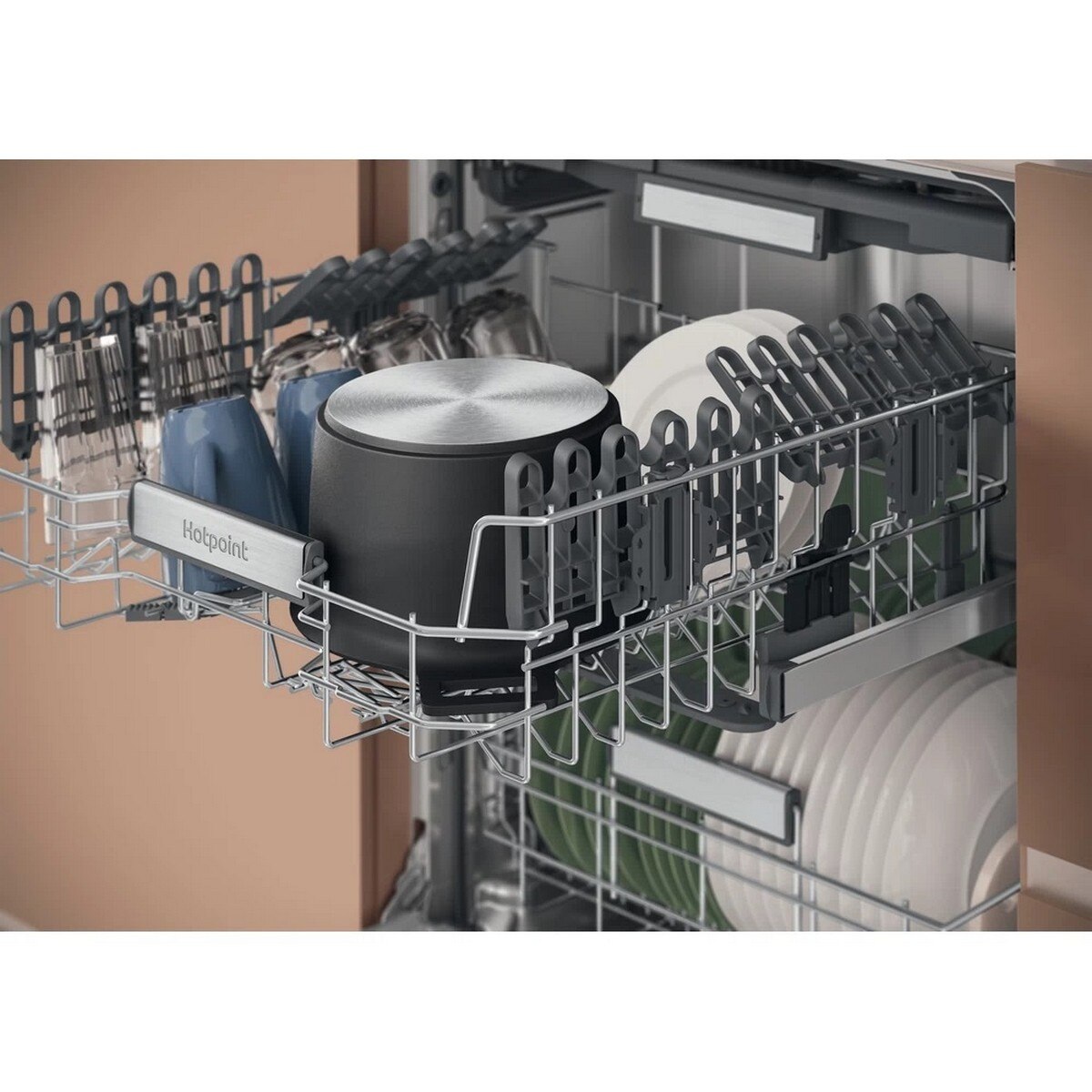 Máquina de Lavar Loiça Encastrável Hotpoint H7I HP40 L 3º Cesto, de 15 Conjuntos e 60 cm - Painel Preto Preto-5