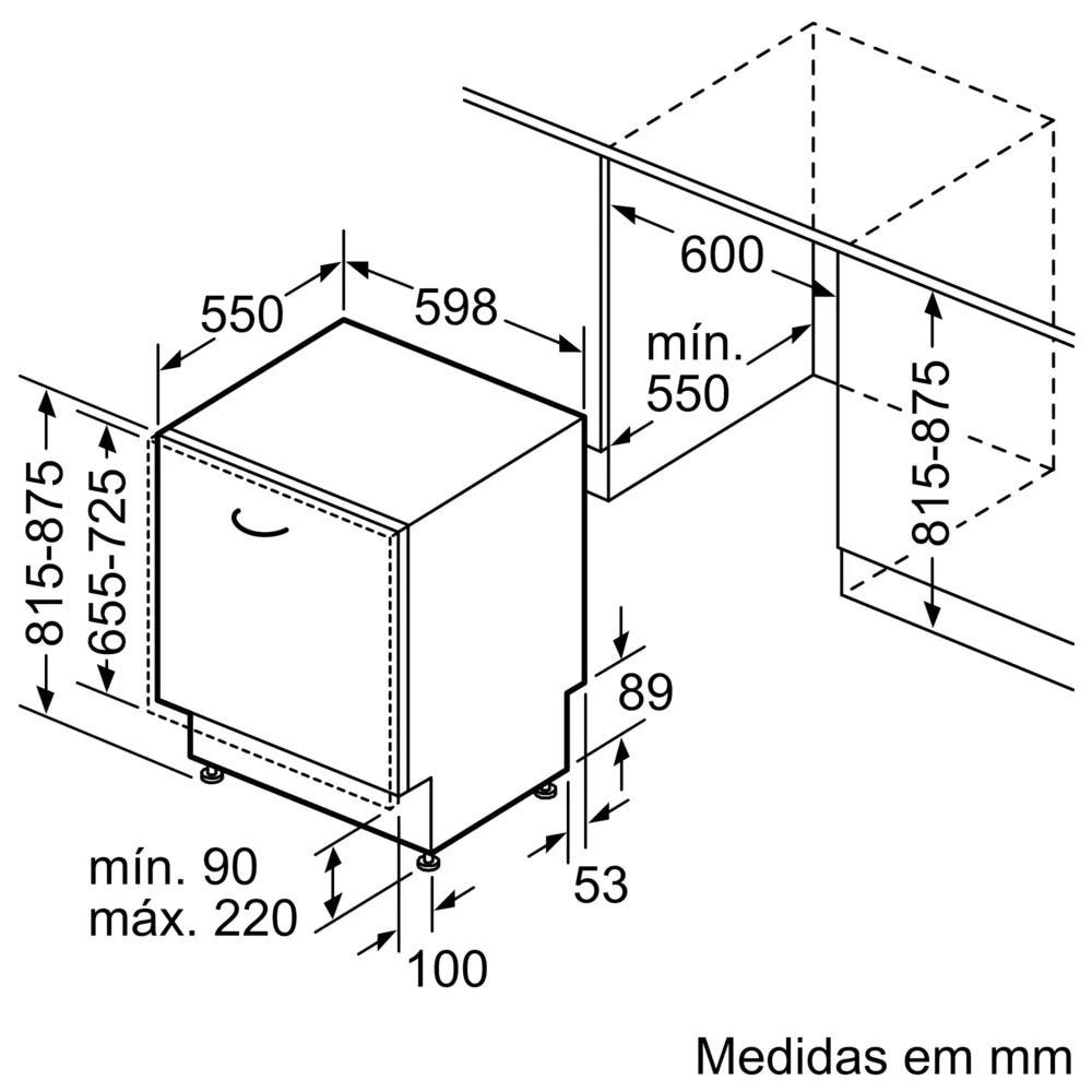 Máquina de Lavar Loiça Encastrável Siemens iQ100 SN615X03EE 3º Cesto, de 13 Conjuntos e 60 cm 8