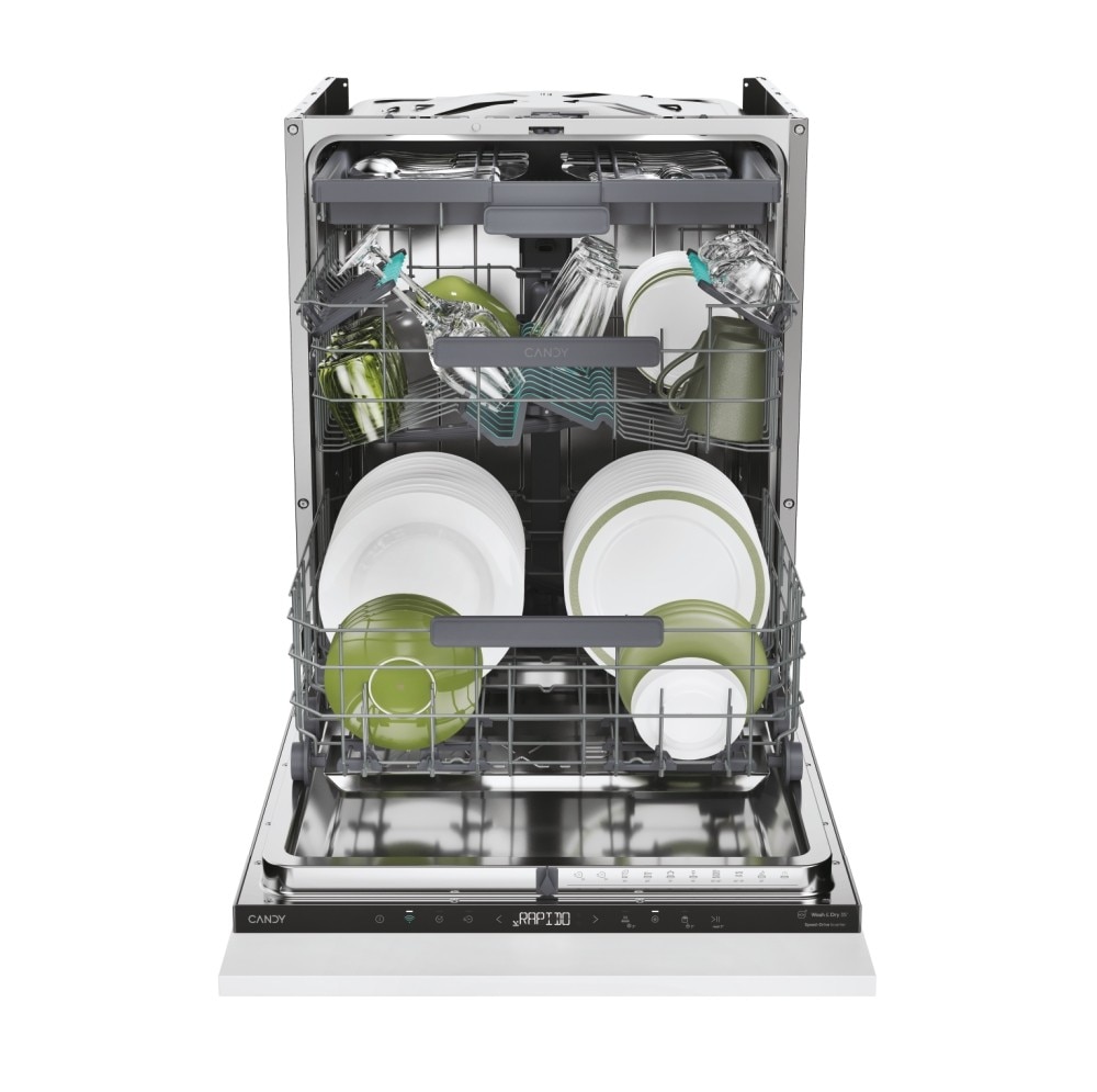 Máquina de Lavar Loiça Encastrável Candy CNS 4A4S3PSB Rapidó, 3º Cesto, de 14 Conjuntos e de 60 cm Inox-2