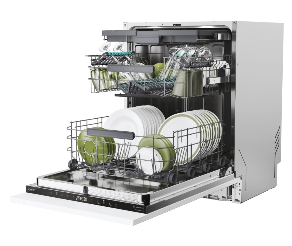 Máquina de Lavar Loiça Encastrável Candy CNS 4A4S3PSB Rapidó, 3º Cesto, de 14 Conjuntos e de 60 cm Inox-3