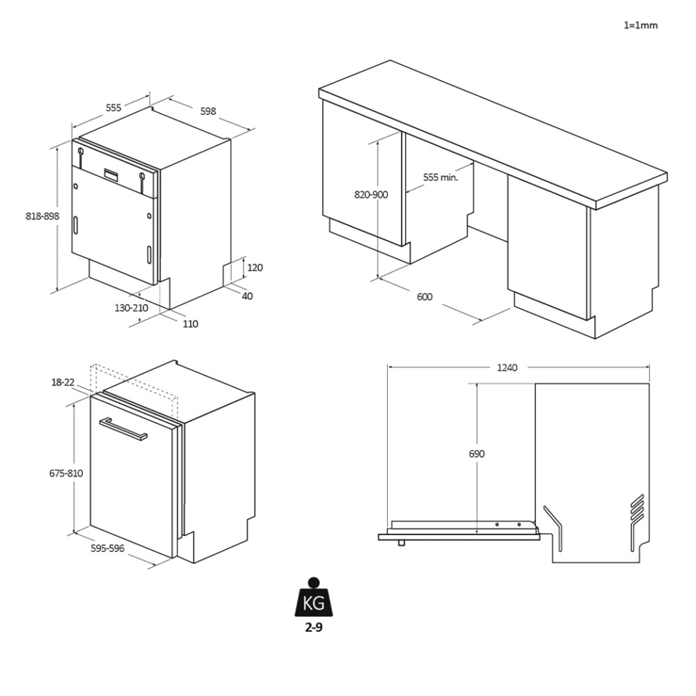 Máquina de Lavar Loiça Encastrável Candy CNS 4A4S3PSB Rapidó, 3º Cesto, de 14 Conjuntos e de 60 cm Inox-14