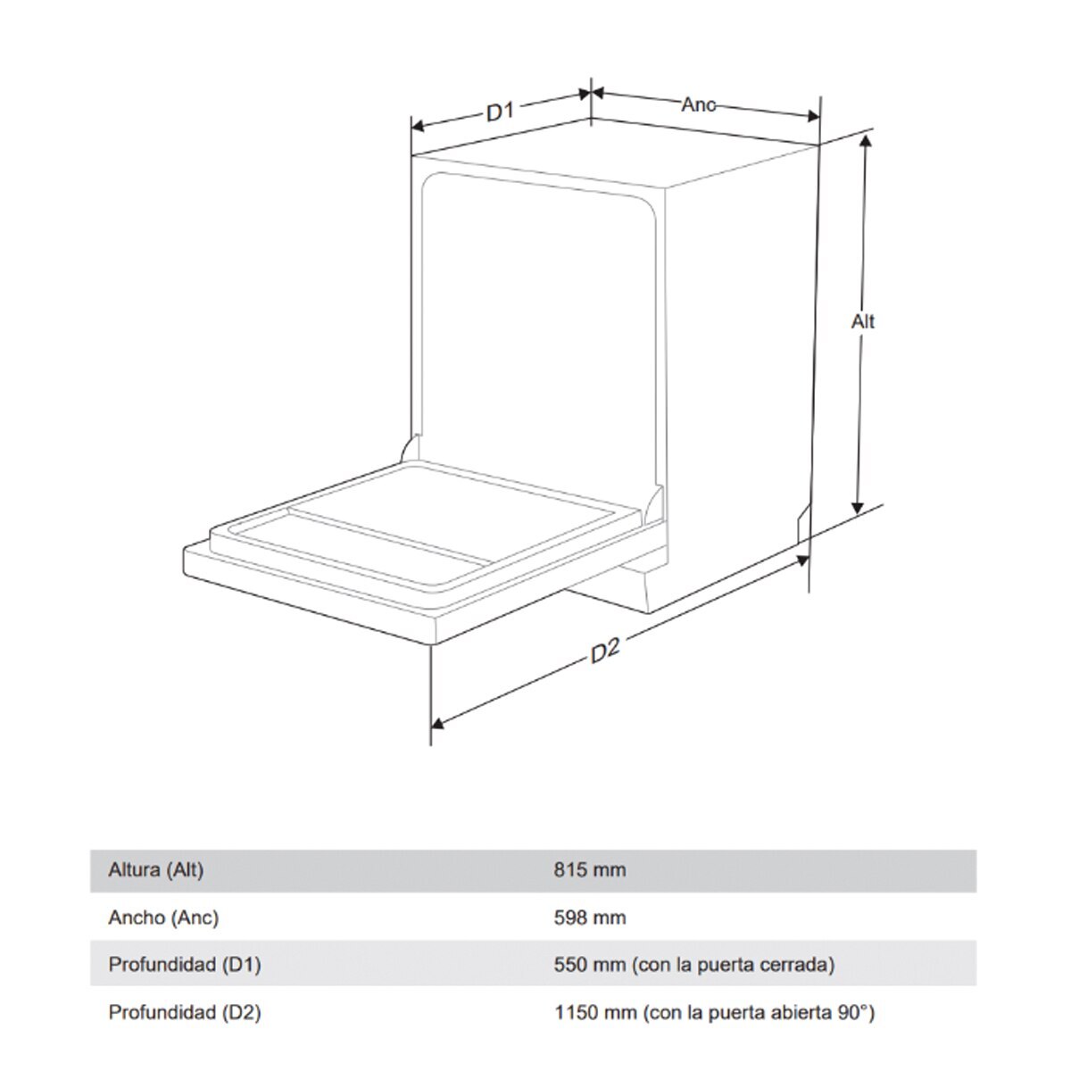 Máquina de Lavar Loiça Encastrável Midea MDWEB1403LB-WS de 14 Conjuntos e 60 cm 3