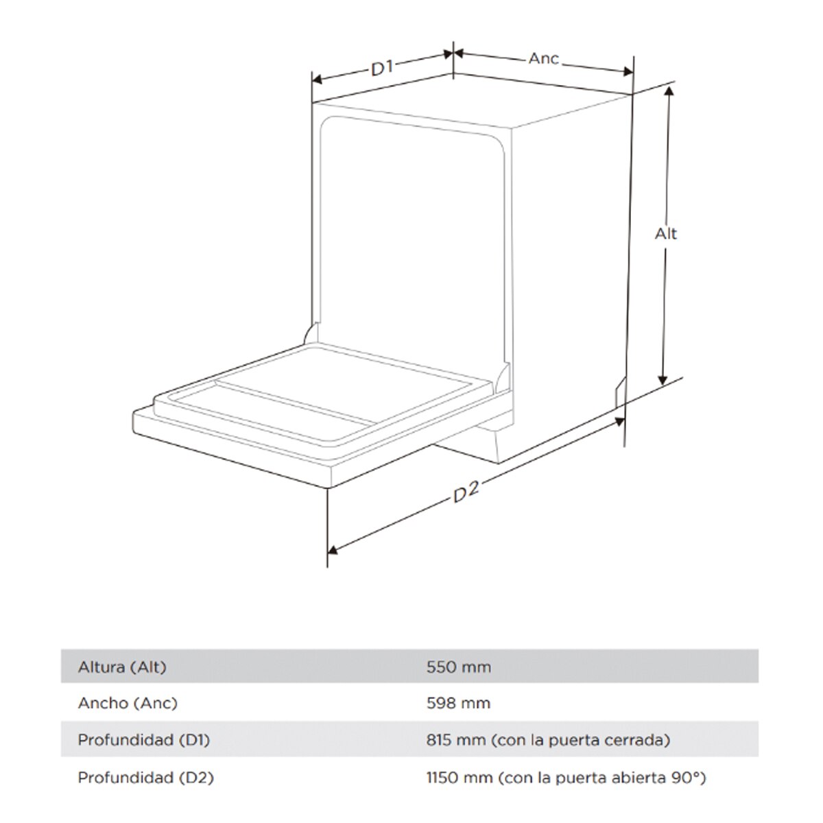 Máquina de Lavar Loiça Encastrável Midea MDWPB1303LS-W de 13 Conjuntos e 60 cm 3