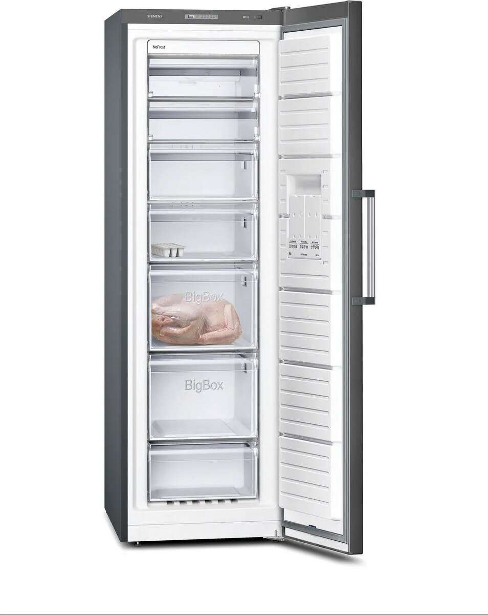 Arca Congeladora Vertical Siemens iQ300 GS36NVXEV de 186 cm - Inox Preto Aço Preto Anti-Impressões Digitais-2