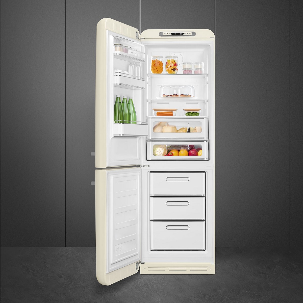 Frigorífico Combinado Smeg Anni 50 FAB32LCR6 Total No Frost com Abertura à Esquerda - Creme Creme-2
