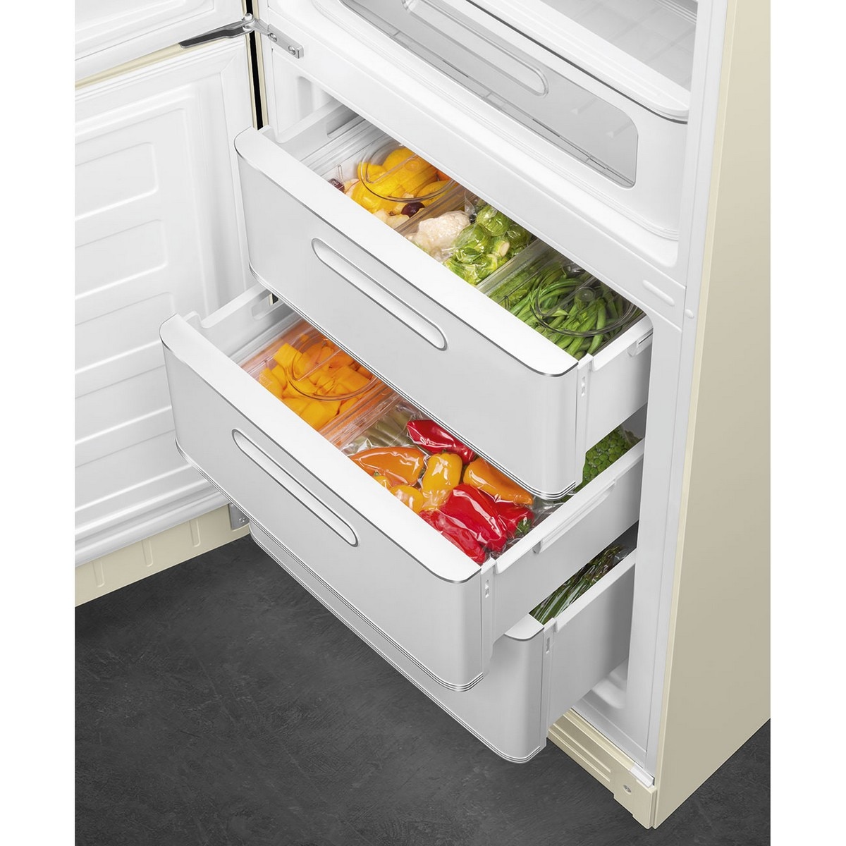 Frigorífico Combinado Smeg Anni 50 FAB32LCR6 Total No Frost com Abertura à Esquerda - Creme Creme-8