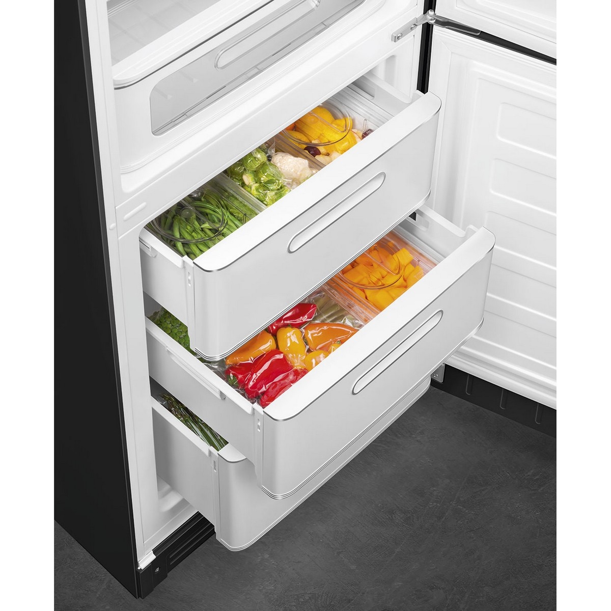 Frigorífico Combinado Smeg Anni 50 FAB32RBL6 Total No Frost com Abertura à Direita - Preto Preto-11