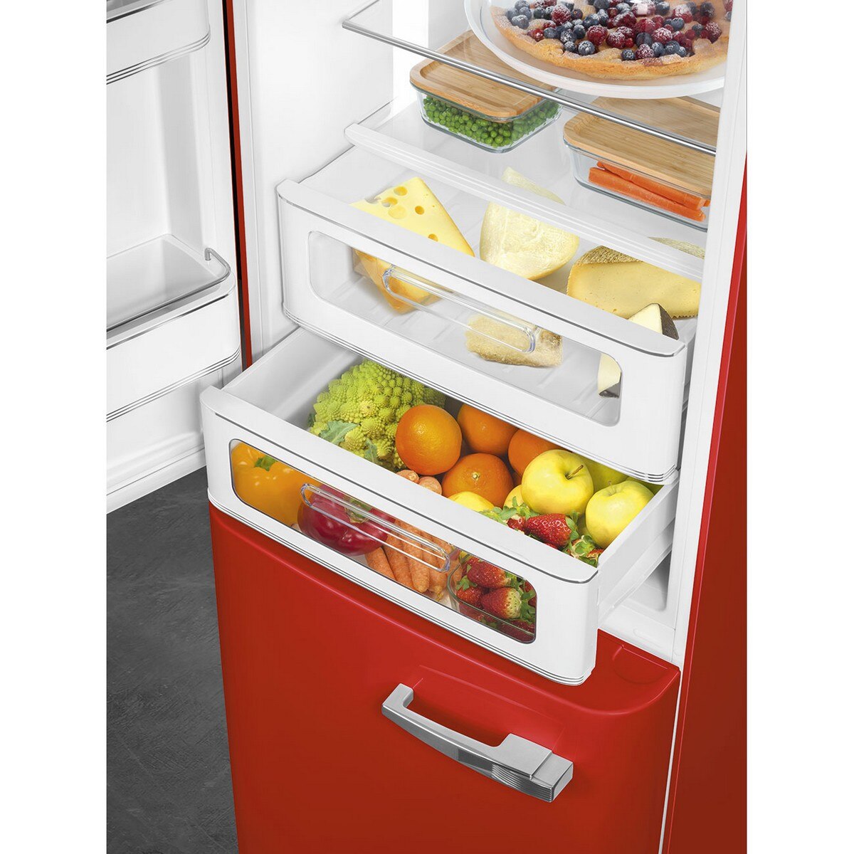Frigorífico Combinado Smeg Anni 50 FAB32LRD6 Total No Frost com Abertura à Esquerda - Vermelho Vermelho-6