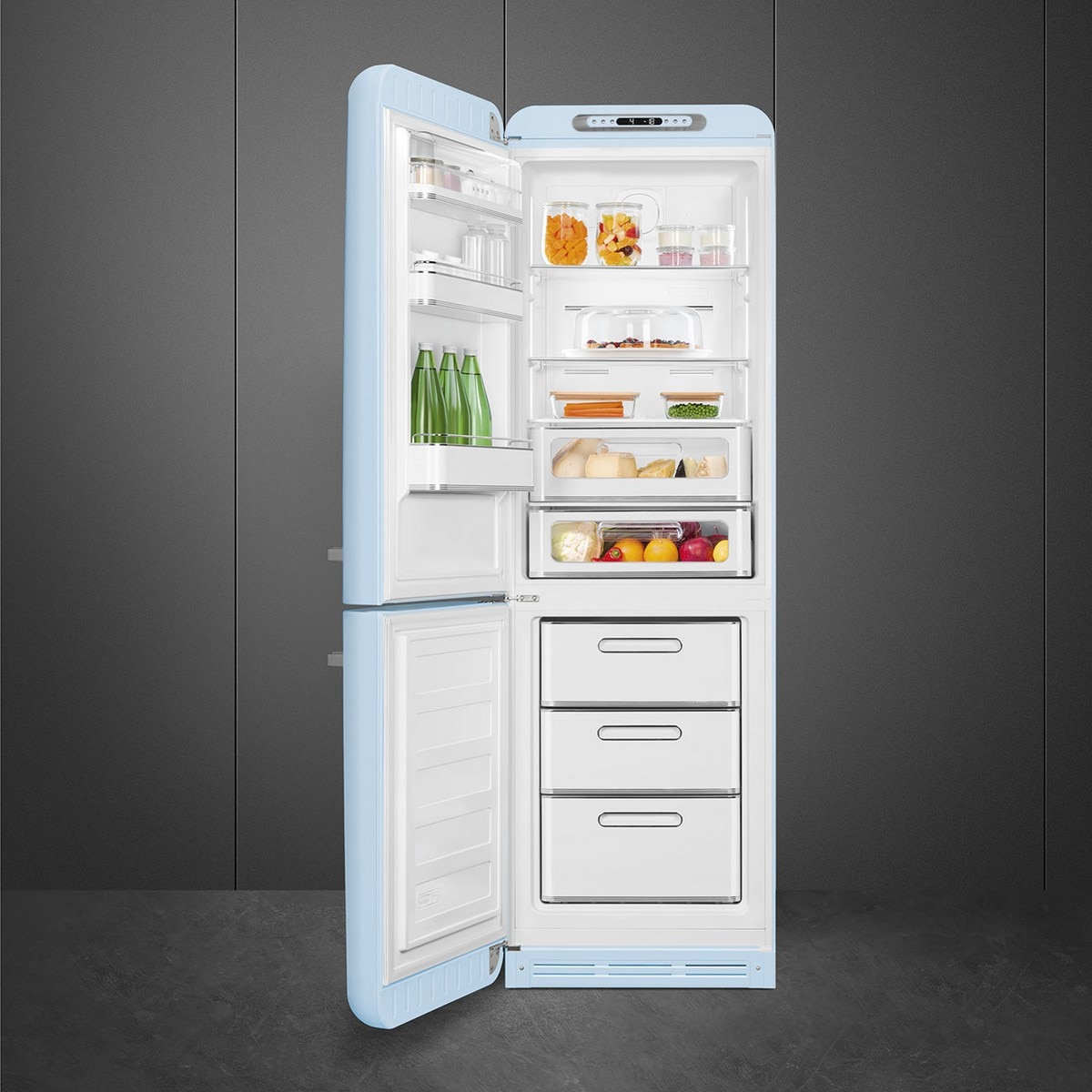 Frigorífico Combinado Smeg Anni 50 FAB32LPB6 Total No Frost com Abertura à Esquerda - Azul Céu 2