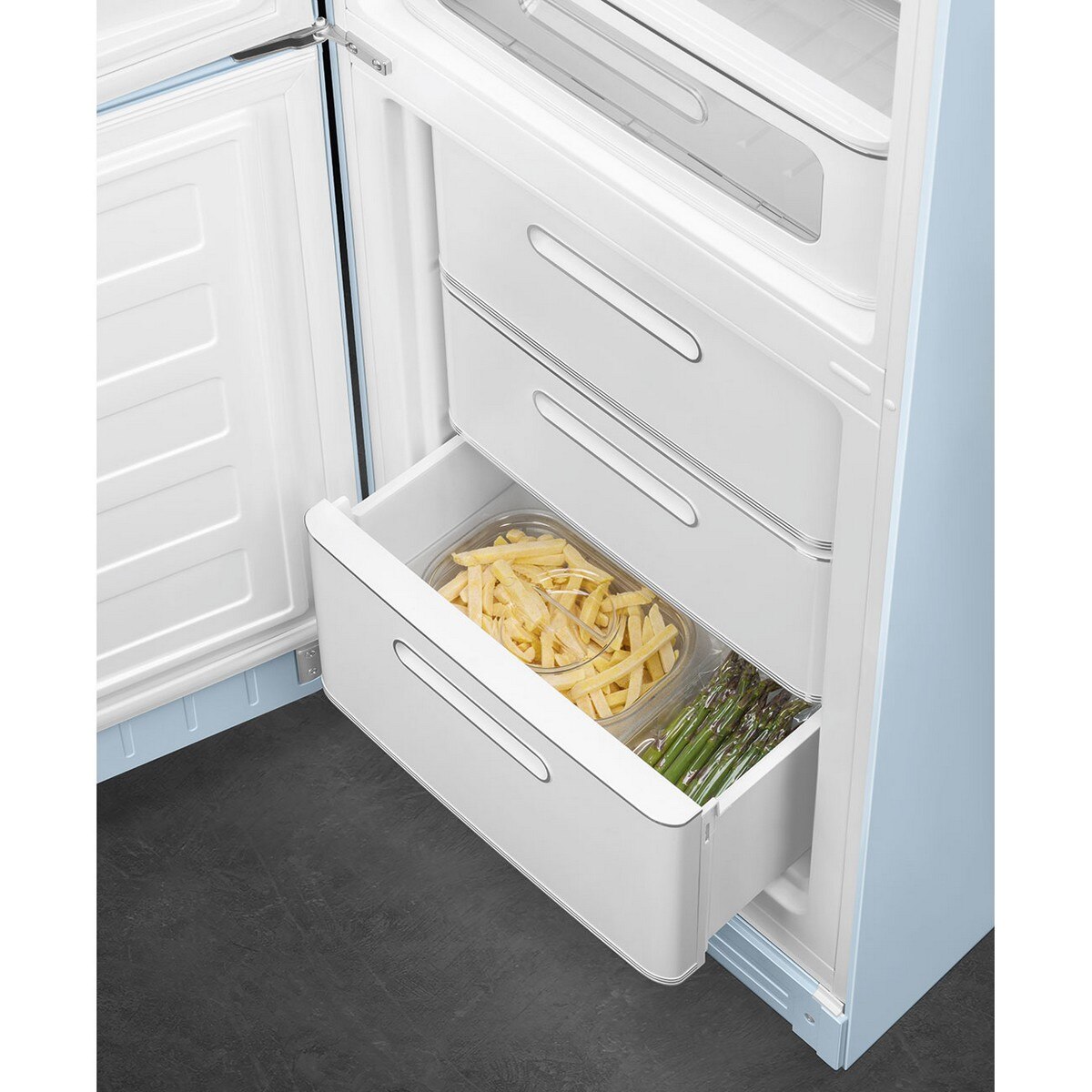 Frigorífico Combinado Smeg Anni 50 FAB32LPB6 Total No Frost com Abertura à Esquerda - Azul Céu 9