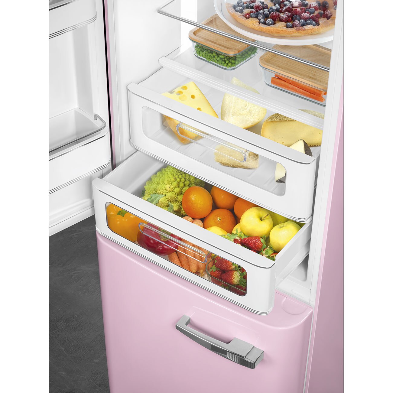 Frigorífico Combinado Smeg FAB32LPK6 Total No Frost, 331 Litros com Abertura à Esquerda - Rosa Rosa-8