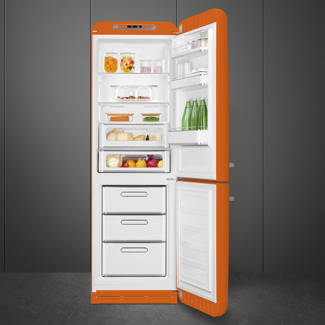 Frigorífico Combinado Smeg FAB32ROR6 Total No Frost, 331 Litros com Abertura à Direita - Laranja Laranja-9