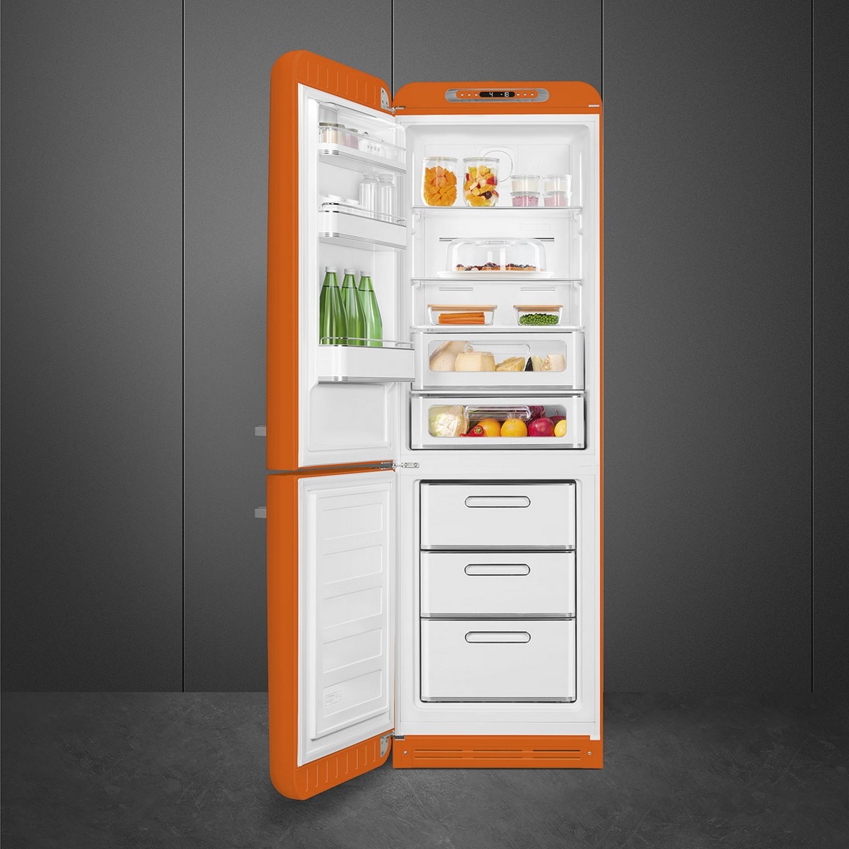 Frigorífico Combinado Smeg Anni 50 FAB32LOR6 Total No Frost com Abertura à Esquerda - Laranja Laranja-2