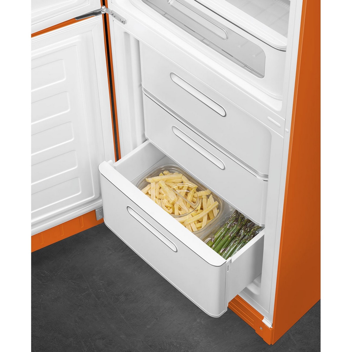 Frigorífico Combinado Smeg Anni 50 FAB32LOR6 Total No Frost com Abertura à Esquerda - Laranja Laranja-8