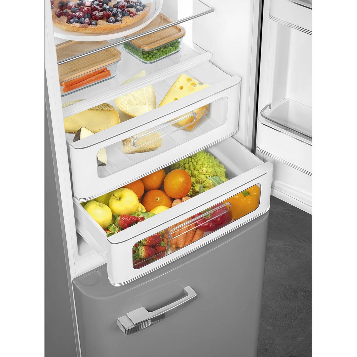 Frigorífico Combinado Smeg Anni 50 FAB32RSV6 Total No Frost com Abertura à Direita - Silver Silver-10