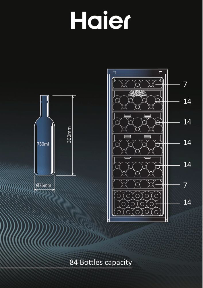 Garrafeira Haier HWS84GA Cave de Vinhos Wine Bank 50 Série 5 e Capacidade de 84 Garrafas Standard - Preto Preto / Vidro-3