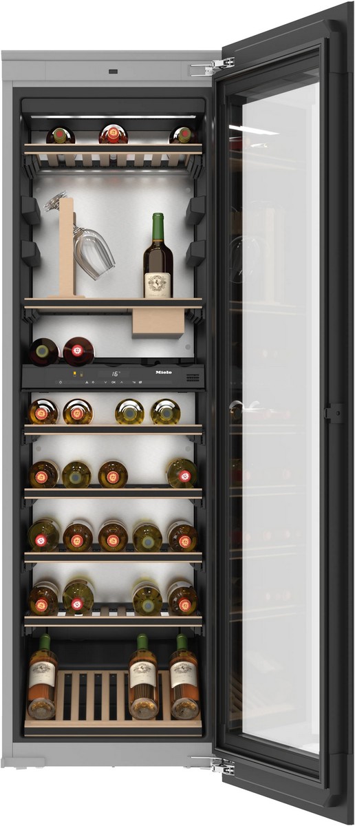 Garrafeira Encastrável Miele KWT 6722 iGS-1 FlexiFrame, SommelierSet e Push2open e para 83 Garrafas Standard - Porta Vidro Preto-2