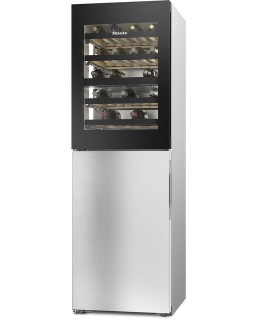 Garrafeira e Arca Congeladora Miele KWNS4784DE FlexiFrame, ActiveHumidit, 2 Zonas Temperatura e 44 Garrafas Standard - Inox CleanSteel Aço inoxidável-1