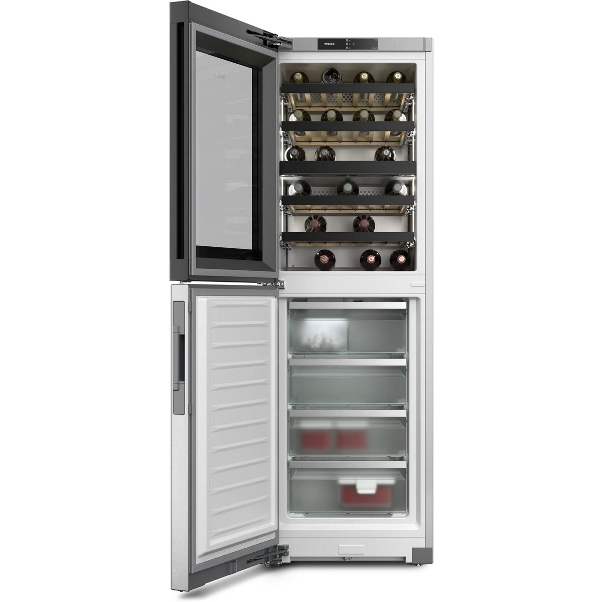 Garrafeira e Arca Congeladora Miele KWNS4784DE FlexiFrame, ActiveHumidit, 2 Zonas Temperatura e 44 Garrafas Standard - Inox CleanSteel Aço inoxidável-2