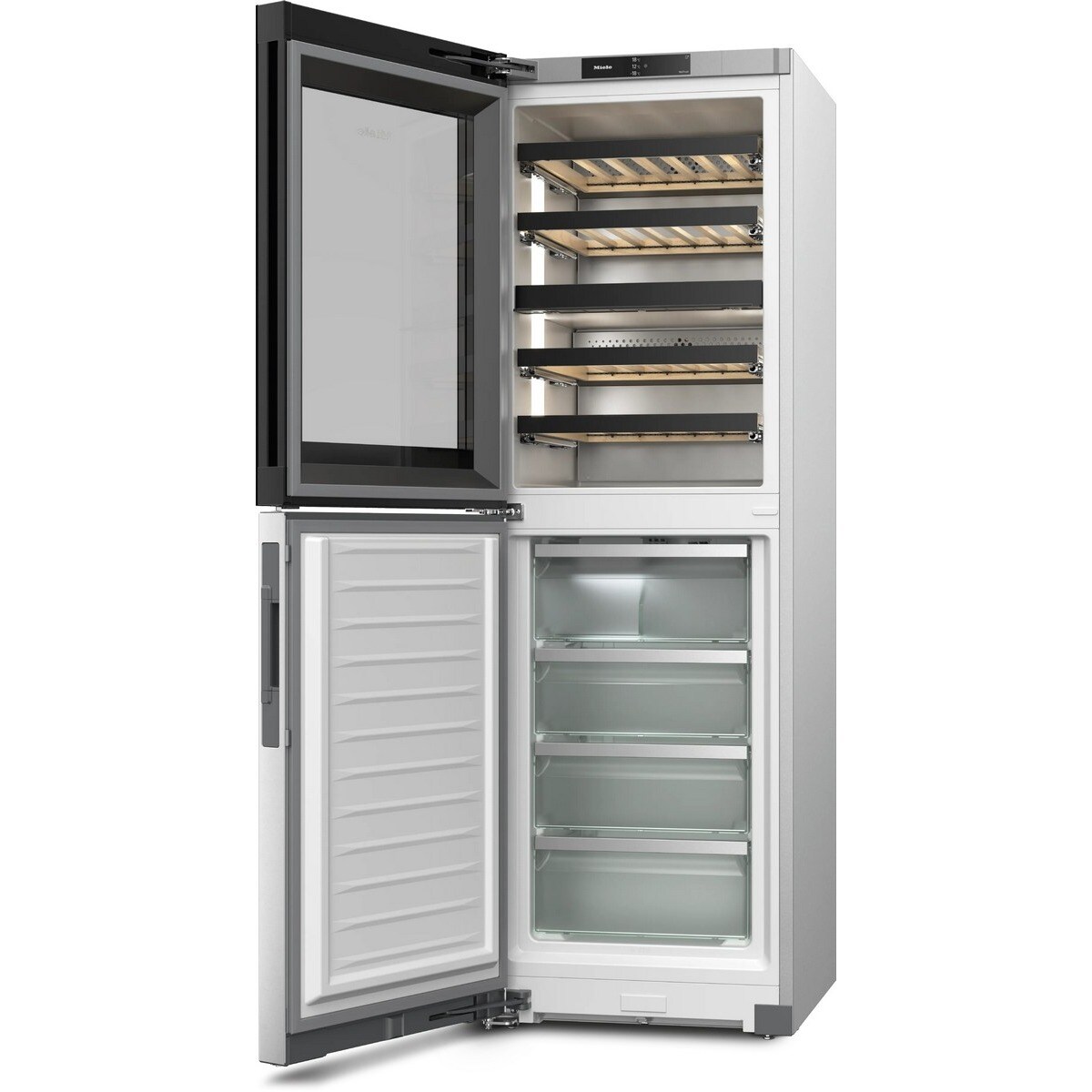 Garrafeira e Arca Congeladora Miele KWNS4784DE FlexiFrame, ActiveHumidit, 2 Zonas Temperatura e 44 Garrafas Standard - Inox CleanSteel Aço inoxidável-3