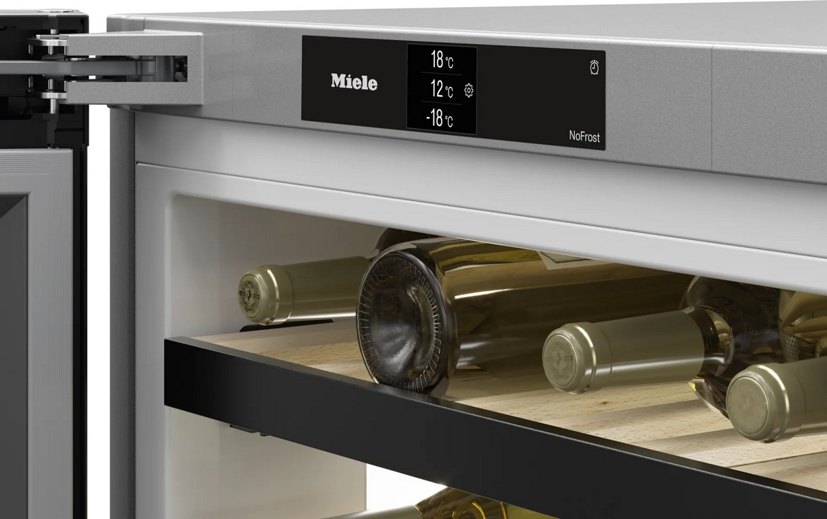 Garrafeira e Arca Congeladora Miele KWNS4784DE FlexiFrame, ActiveHumidit, 2 Zonas Temperatura e 44 Garrafas Standard - Inox CleanSteel Aço inoxidável-5