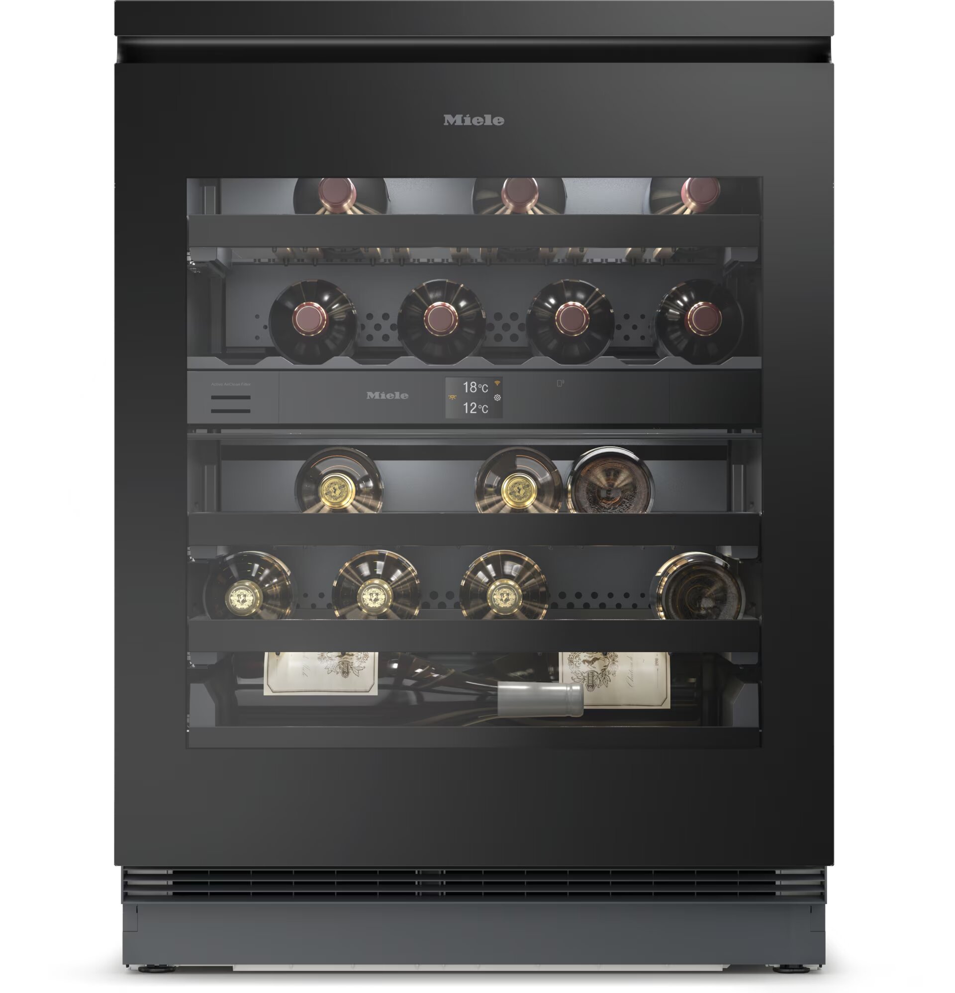 Garrafeira Encastrável Miele KWTUS 7074 F, FlexiFrame, ActiveHumidity, Capacidade para 32 Garrafas Standard - Preto 1