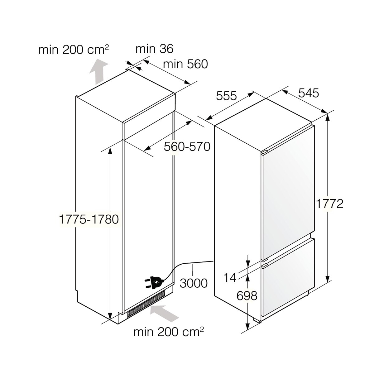 Arca Congeladora Vertical Encastrável Asko FN31842EI No Frost, Super Freeze de 177 cm – Branco Branco-2