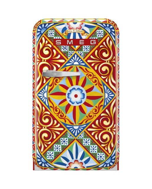Frigorífico de 1 Porta Smeg Anni 50 Dolce&Gabbana Divina Cucina FAB5RDGC5 Dobradiças à Direita, Estático e de 72,5 cm - Cart Collection 1