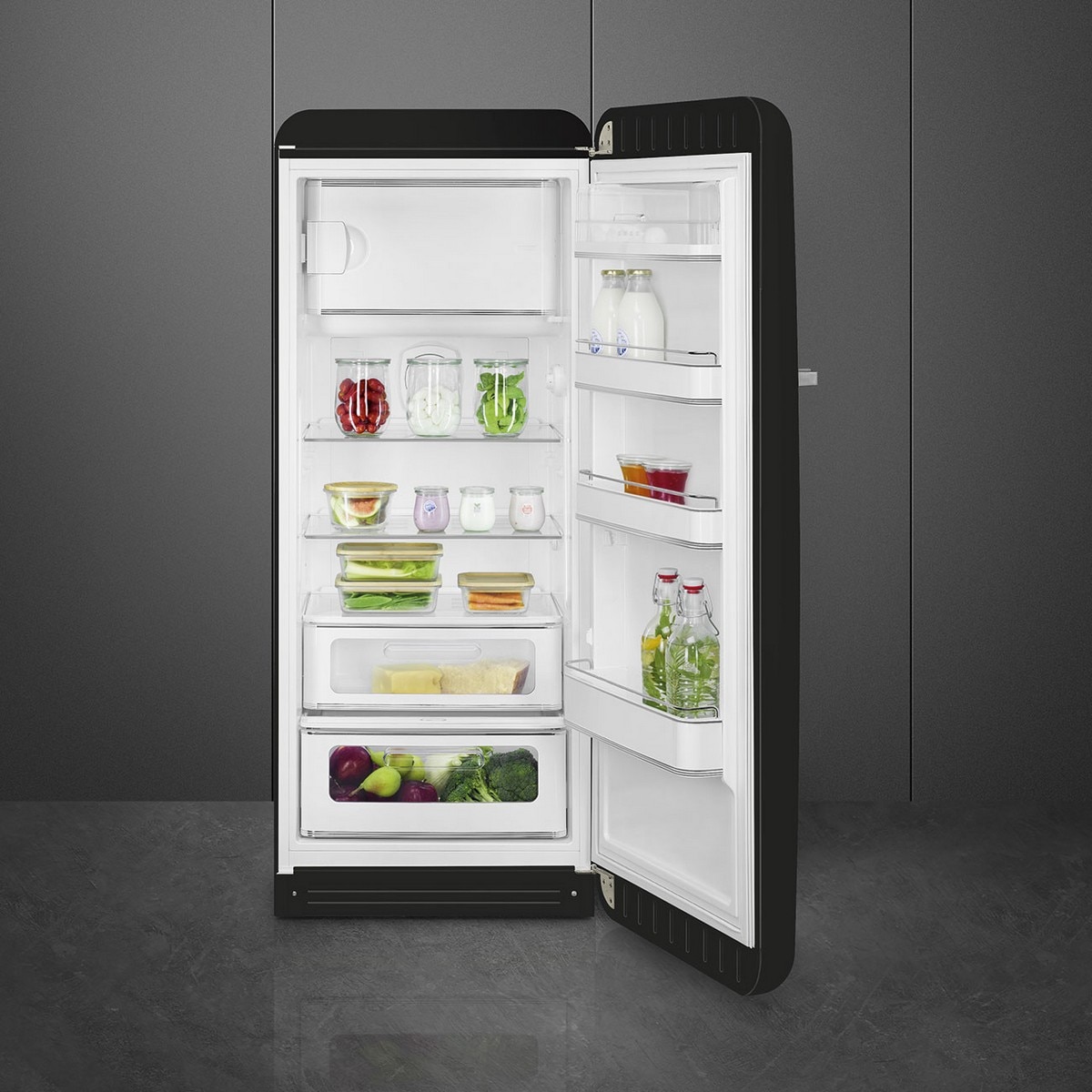 Frigorífico de 1 Porta Smeg FAB28RBL6, Compressor Inverter, 270 Litros, com Abertura à Direita - Preto Preto-2