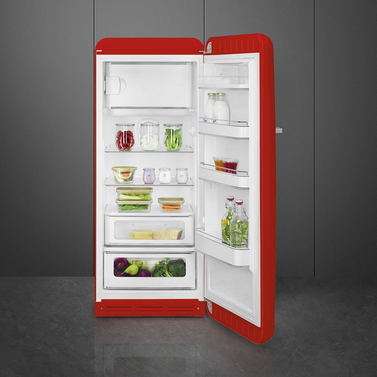 Frigorífico de 1 Porta Smeg FAB28RRD6, Compressor Inverter, 270 Litros, com Abertura à Direita - Vermelho Vermelho-2