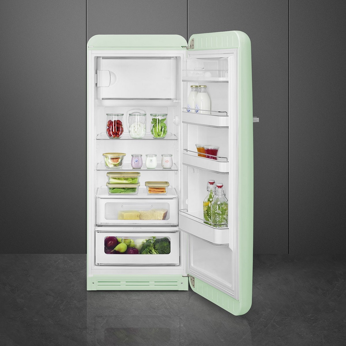 Frigorífico de 1 Porta Smeg FAB28RPG6, Compressor Inverter, 270 Litros, com Abertura à Direita - Verde Água Verde Água-10