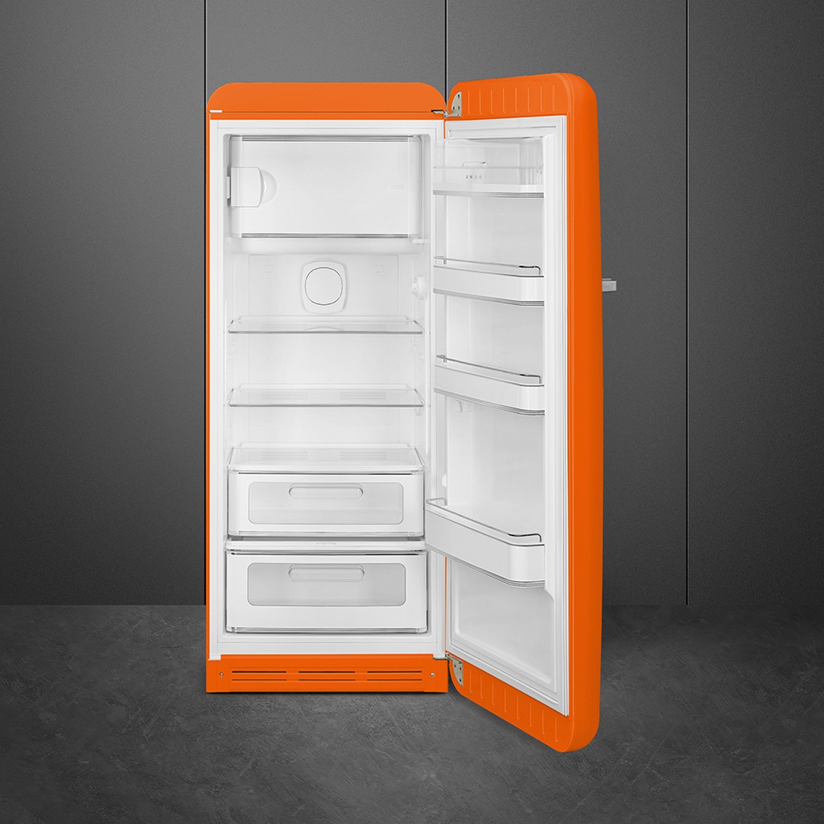 Frigorífico de 1 Porta Smeg FAB28ROR6, Compressor Inverter, 270 Litros, com Abertura à Direita - Laranja Laranja-2