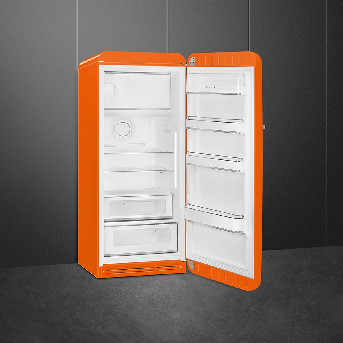 Frigorífico de 1 Porta Smeg FAB28ROR6, Compressor Inverter, 270 Litros, com Abertura à Direita - Laranja Laranja-4