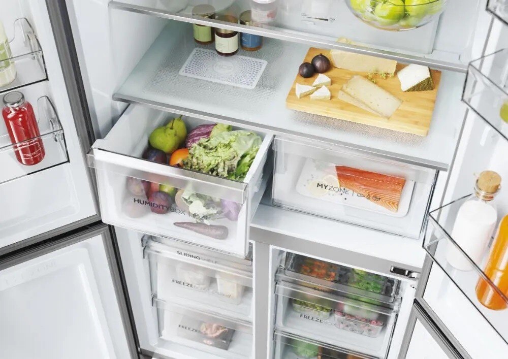 Frigorífico Americano Haier HCR5919ENMP Cube 90 Série 5 No Frost de 190 cm - Platinum Inox Inox Platino-5