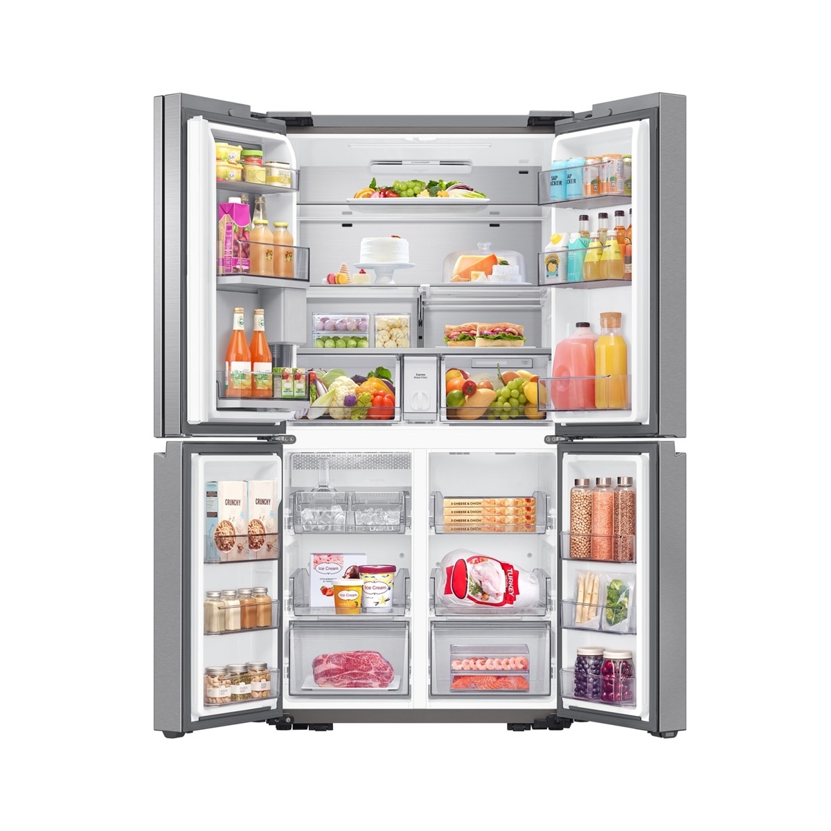 Frigorífico Americano Samsung de 4 Portas RF65DG960ESREF No Frost, Triple Cooling, Wi-Fi e App SmartThings com Dispensador e de 183 cm - Inox Aço-5