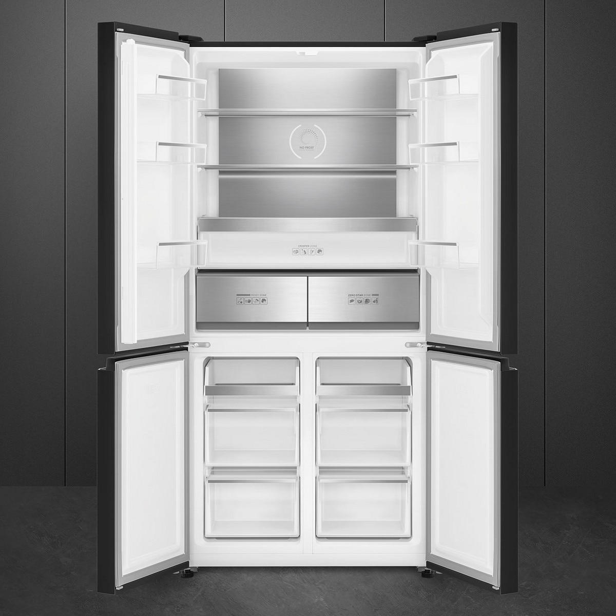 Frigorífico Americano Smeg Universal FQI60KD de 4 Portas, Total No Frost e de 190,5 cm - Dark Inox Preto-2