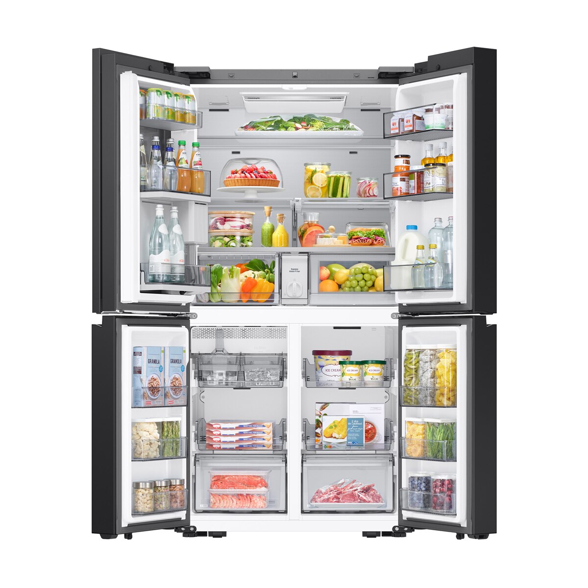 Frigorífico Americano Samsung de 4 Portas AI Home RM90F67CECEF No Frost, French Door, Bespoke, AI Hybrid Cooling e 185,3cm - Preto Vidro preto-4