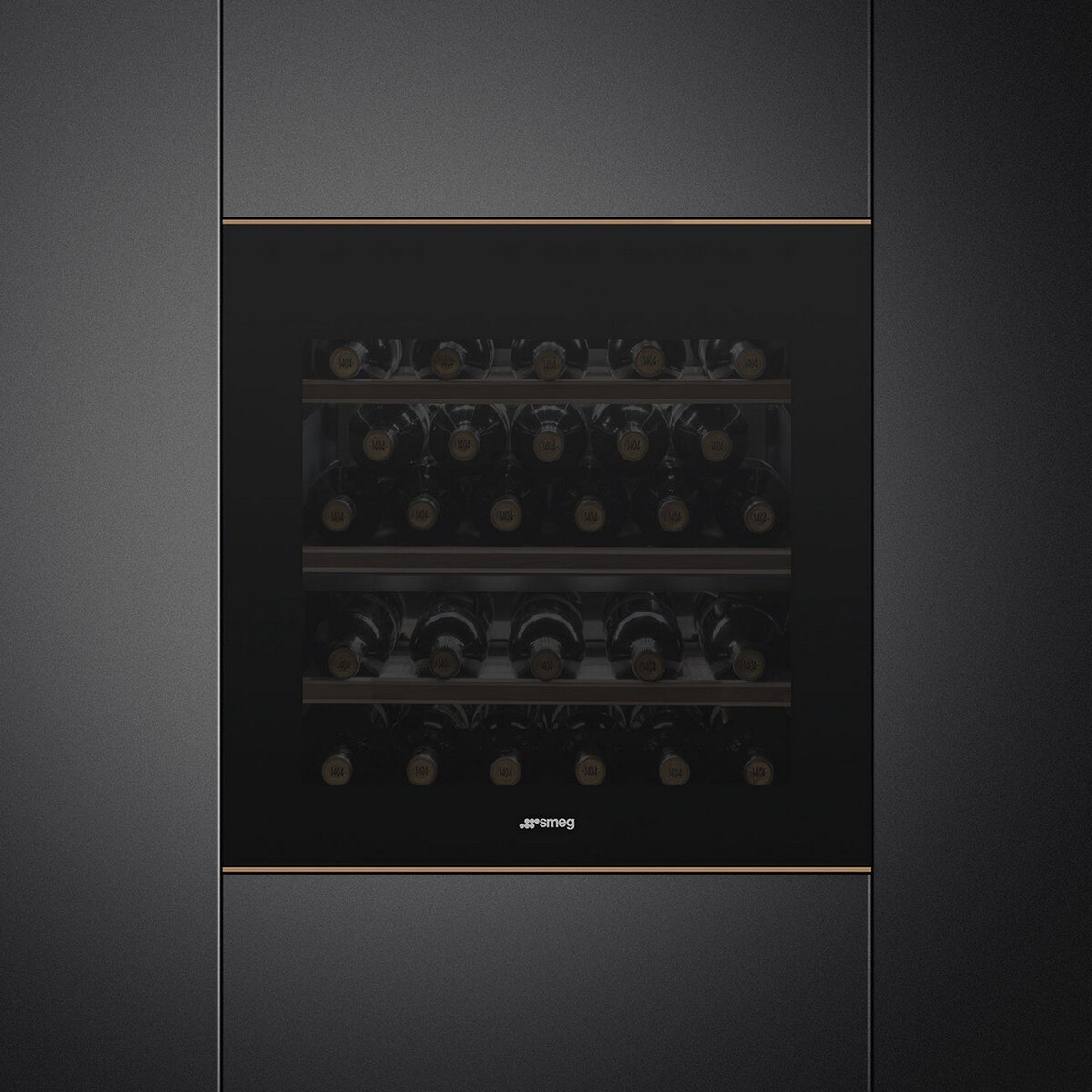 Garrafeira Encastrável Smeg Dolce Stil Novo CVI629NR3 para 29 Garrafas Standard - Preto e Perfis Cobre Preto / Cobre-2