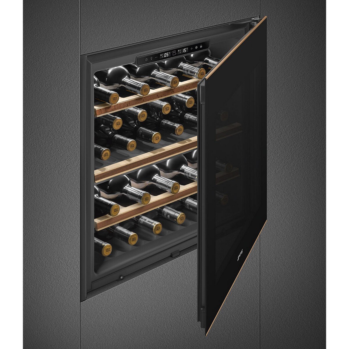 Garrafeira Encastrável Smeg Dolce Stil Novo CVI629NR3 para 29 Garrafas Standard - Preto e Perfis Cobre Preto / Cobre-3