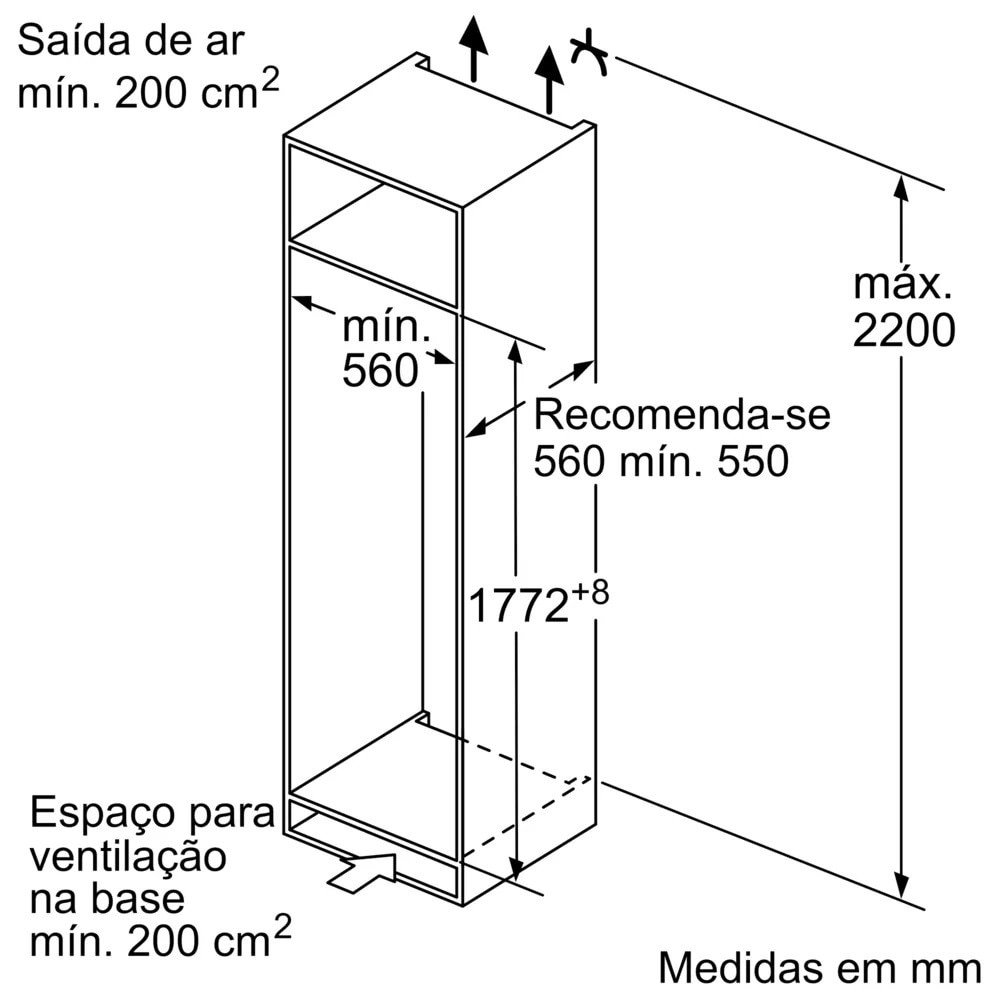 Frigorífico de 1 Porta Encastrável Siemens KI81RADD0 com Fecho SoftClose e de 177,2 cm - Branco Branco-7