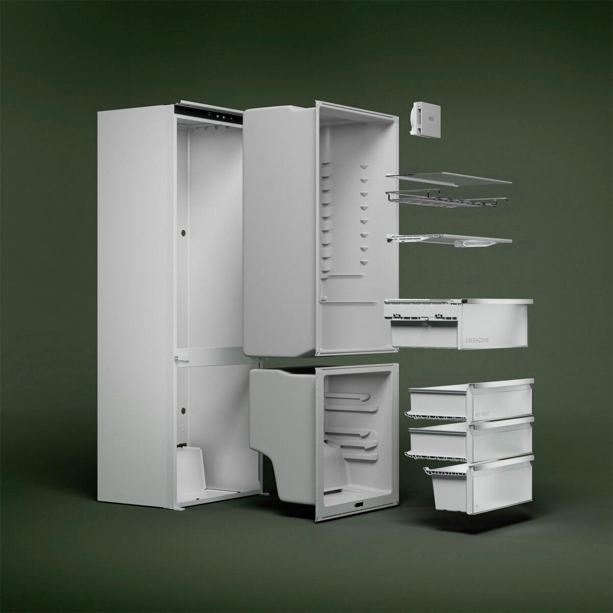 Frigorífico Combinado Encastrável AEG Série 6000 OSC6D181ES Low Frost AI CoolAssist de 177,2 cm- Branco Branco-6