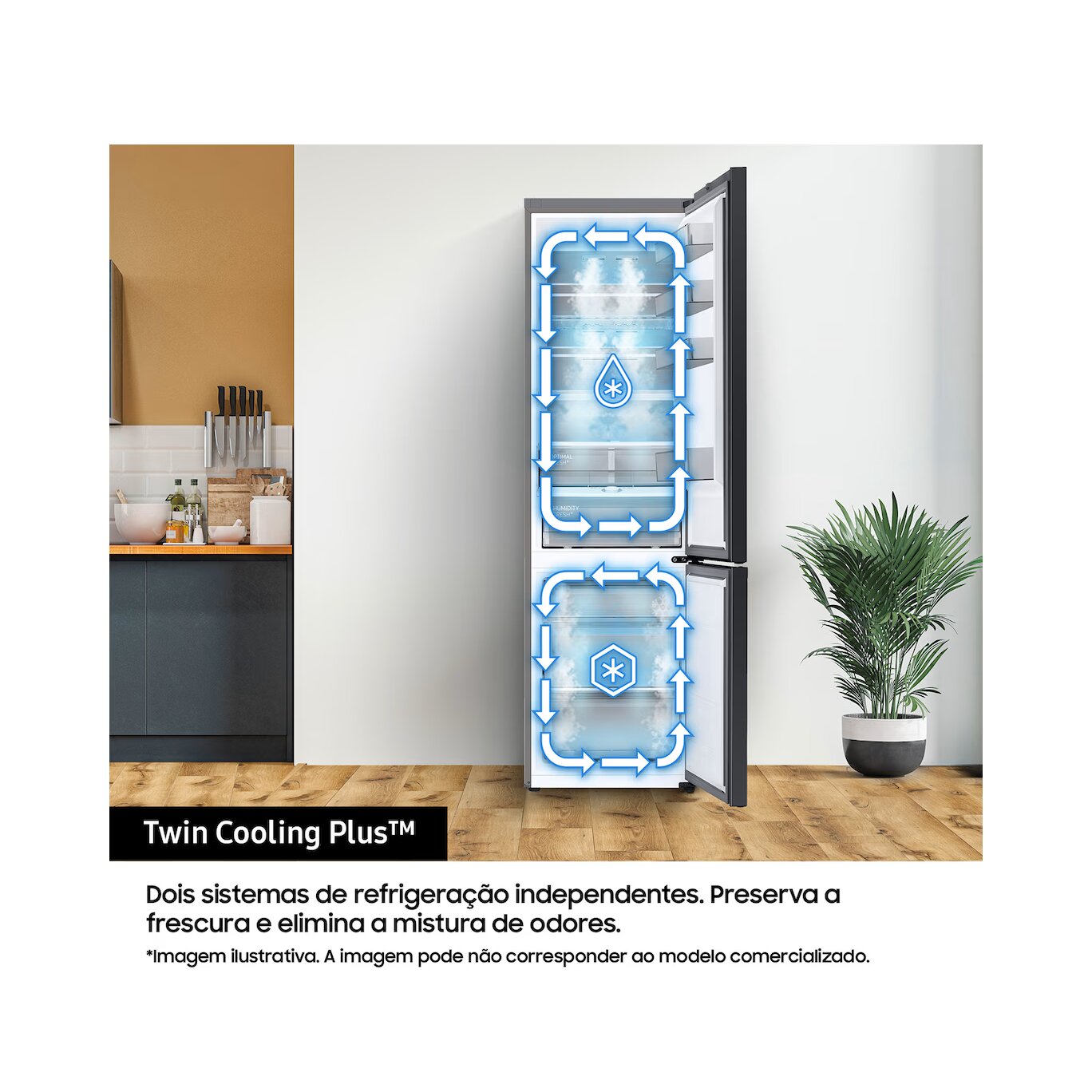 Frigorífico Combinado Samsung RB38C7B6AS9 No Frost, Twin Cooling Plus, Wi-Fi e App SmartThings, de 203 cm - Inox Inox-5