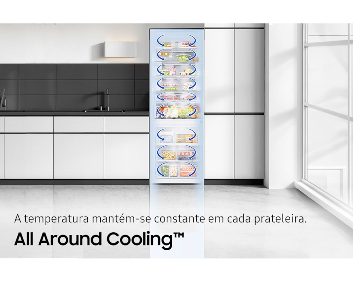 Frigorífico Combinado Samsung RB53DG703DS9 No Frost, All-Around Cooling, Wi-Fi e App SmartThings, de 203 cm - Inox Inox-9