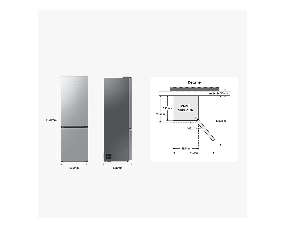 Frigorífico Combinado Samsung RB34C600ESA/EF No Frost, Modo Energia IA SmartThings e de 185,3 cm - Look Inox LookInox-5