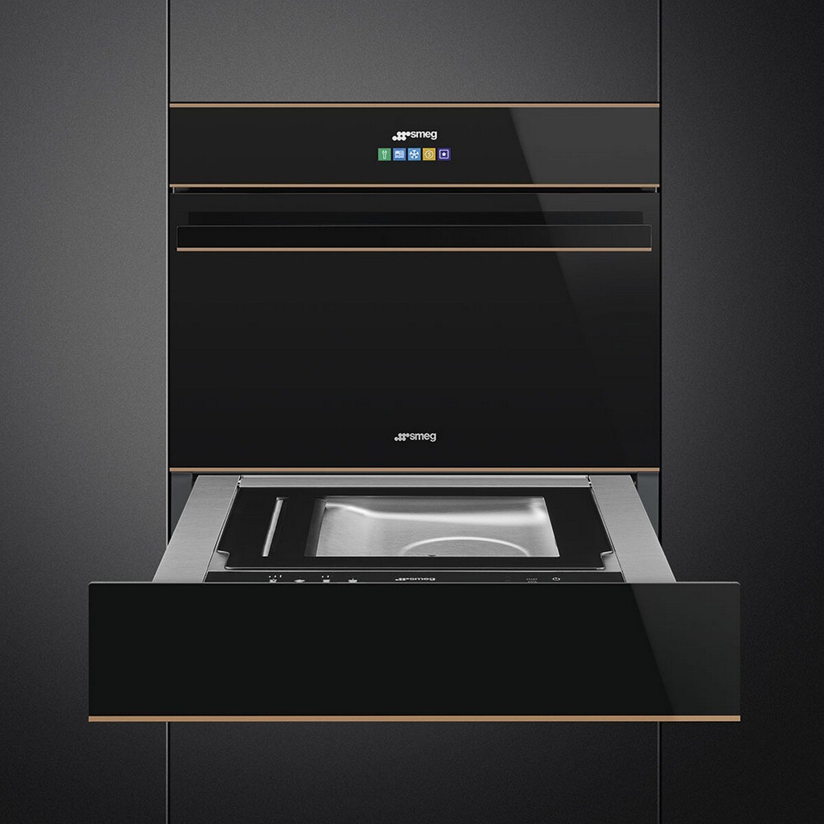 Gaveta de Vácuo Smeg Dolce Stil Novo CPV615NR - Preto e Perfis Cobre Preto / Cobre-4