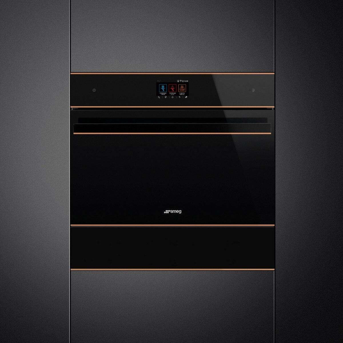Abatedor de Temperatura Smeg Dolce Stil Novo SBC4604WNR Compacto de 45 cm - Preto e Perfis de Cobre Preto / Cobre-2