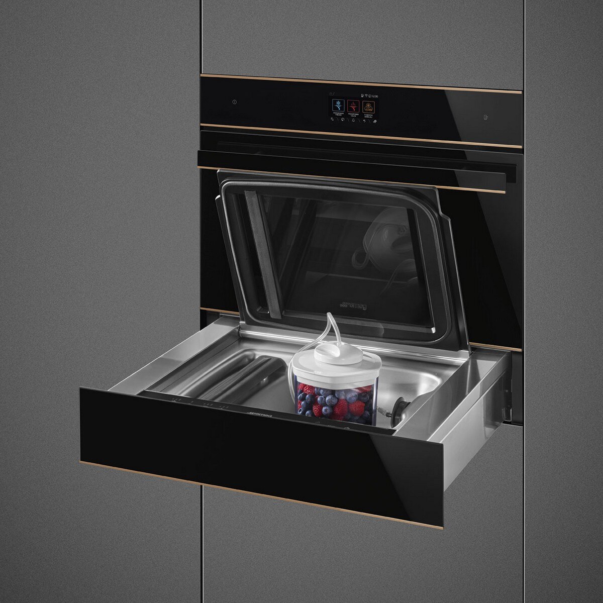 Abatedor de Temperatura Smeg Dolce Stil Novo SBC4604WNR Compacto de 45 cm - Preto e Perfis de Cobre Preto / Cobre-8